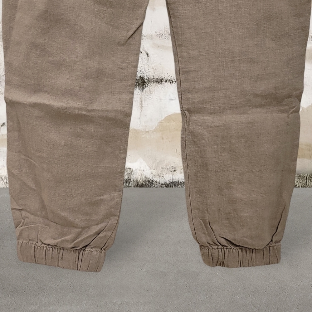 Calvin Klein Jeans Linen Blennd Beach Pants Elastic Ankle Drawstring Waist Sz 2 - Picture 6 of 9